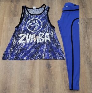 ZUMBA wear, 2pc Set, Love Me Or Loose Me tank and matching leggings, XS xspicy